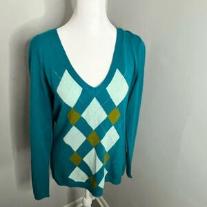 New York & company argyle‎ vneck sweater
